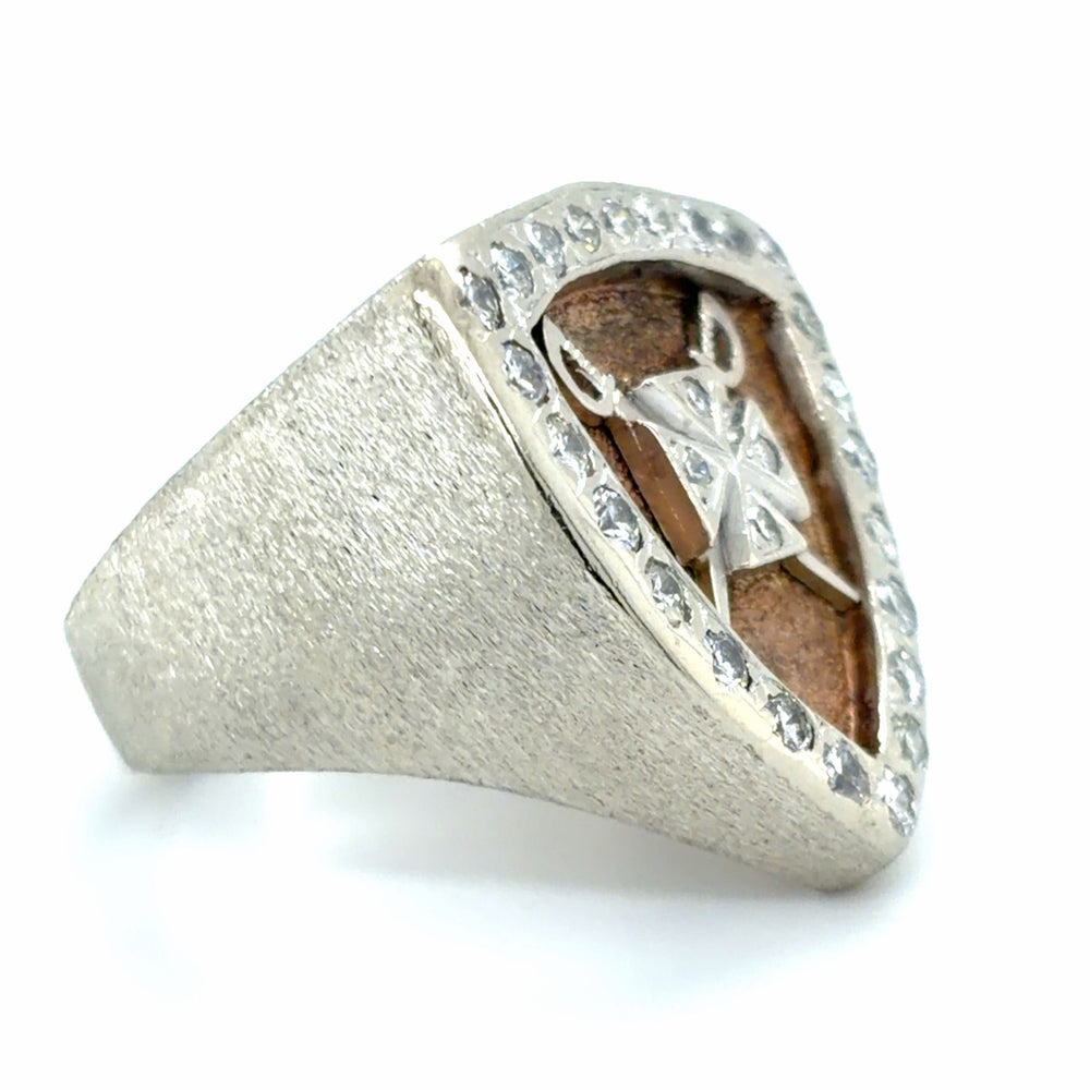 Estate Shield Ring with Crossed Swords & Maltese Cross
