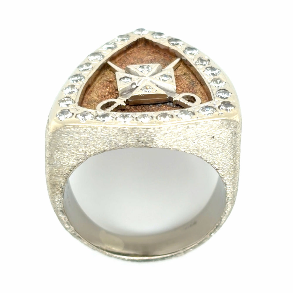 Estate Shield Ring with Crossed Swords & Maltese Cross