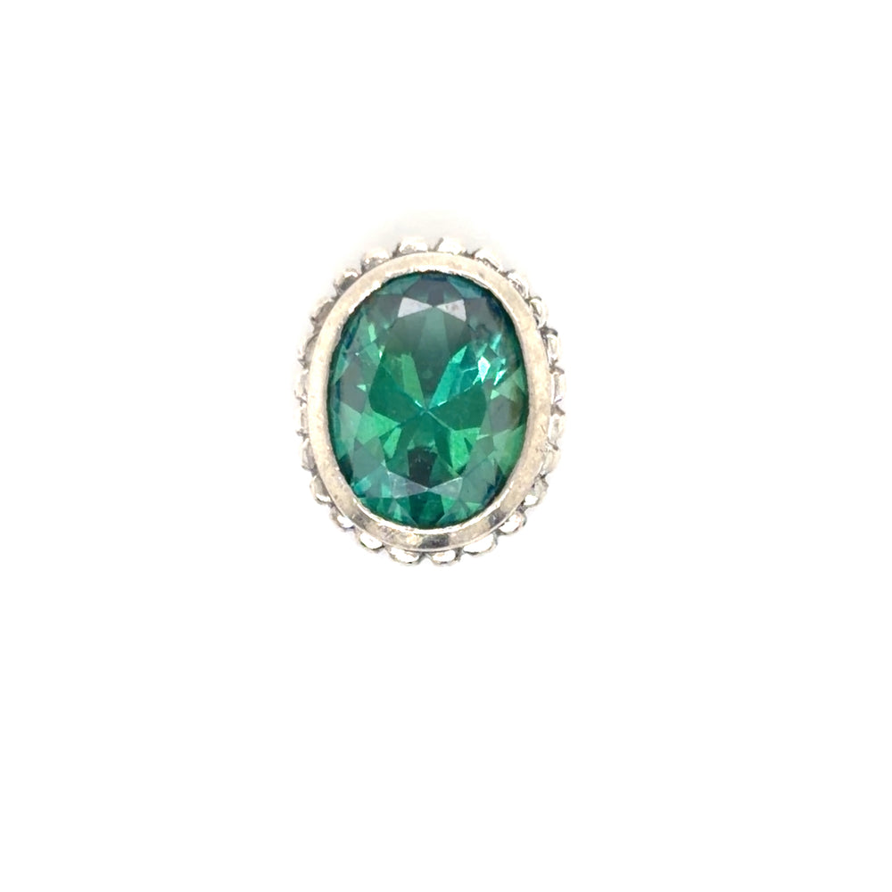 Estate Oval Evergreen Topaz Bezel