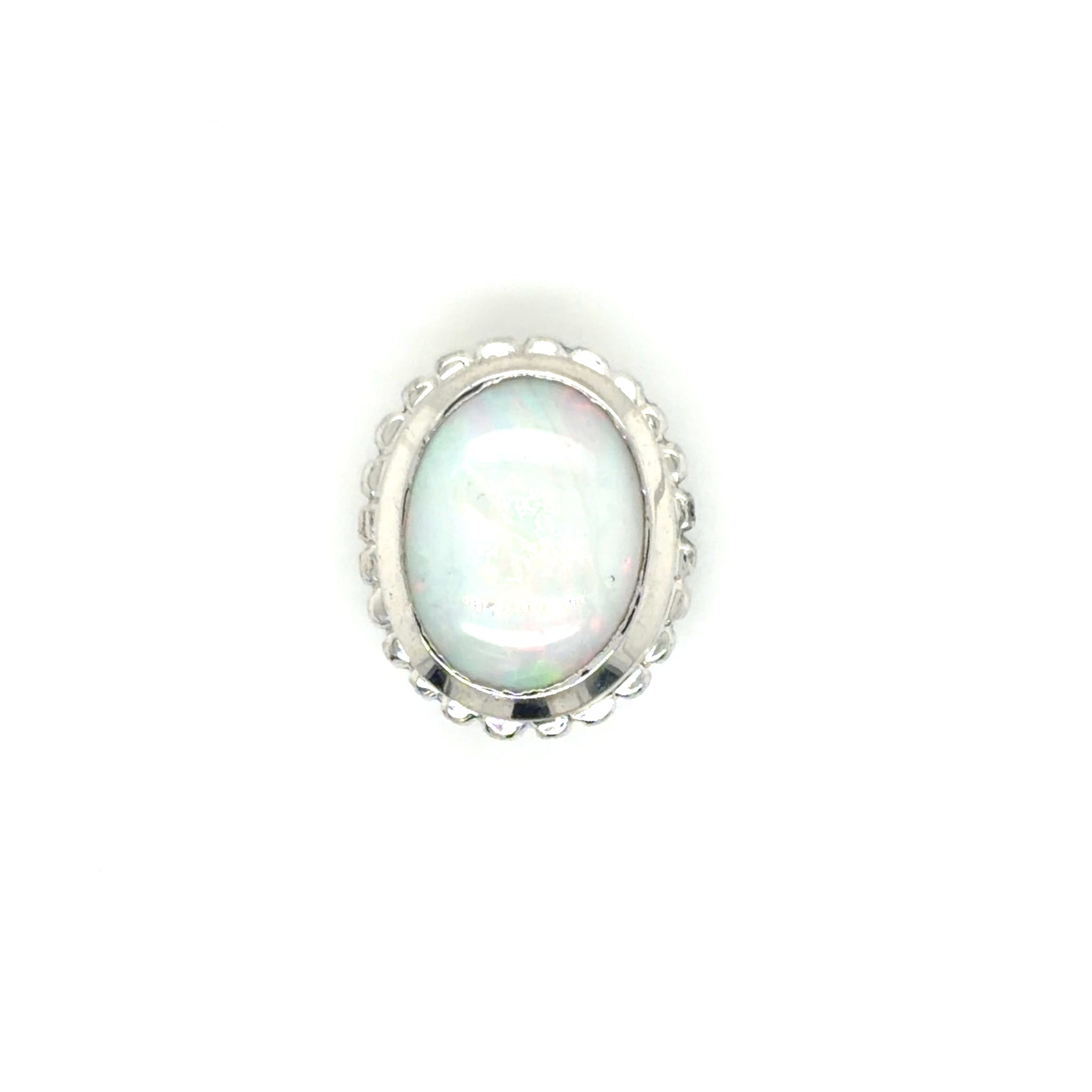 Estate Sterling Silver White Opal Bezel