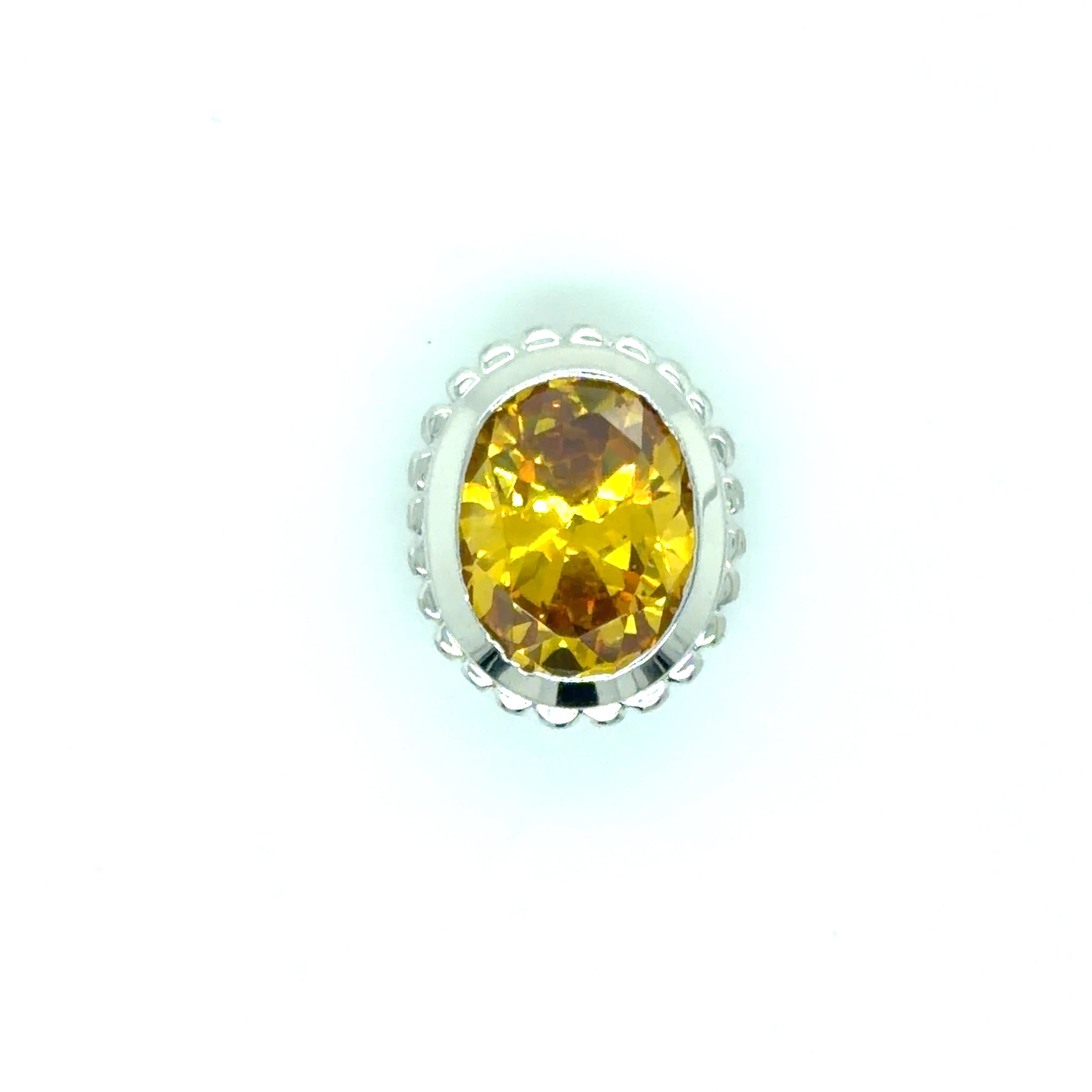 Estate Sterling Silver Yellow CZ Bezel