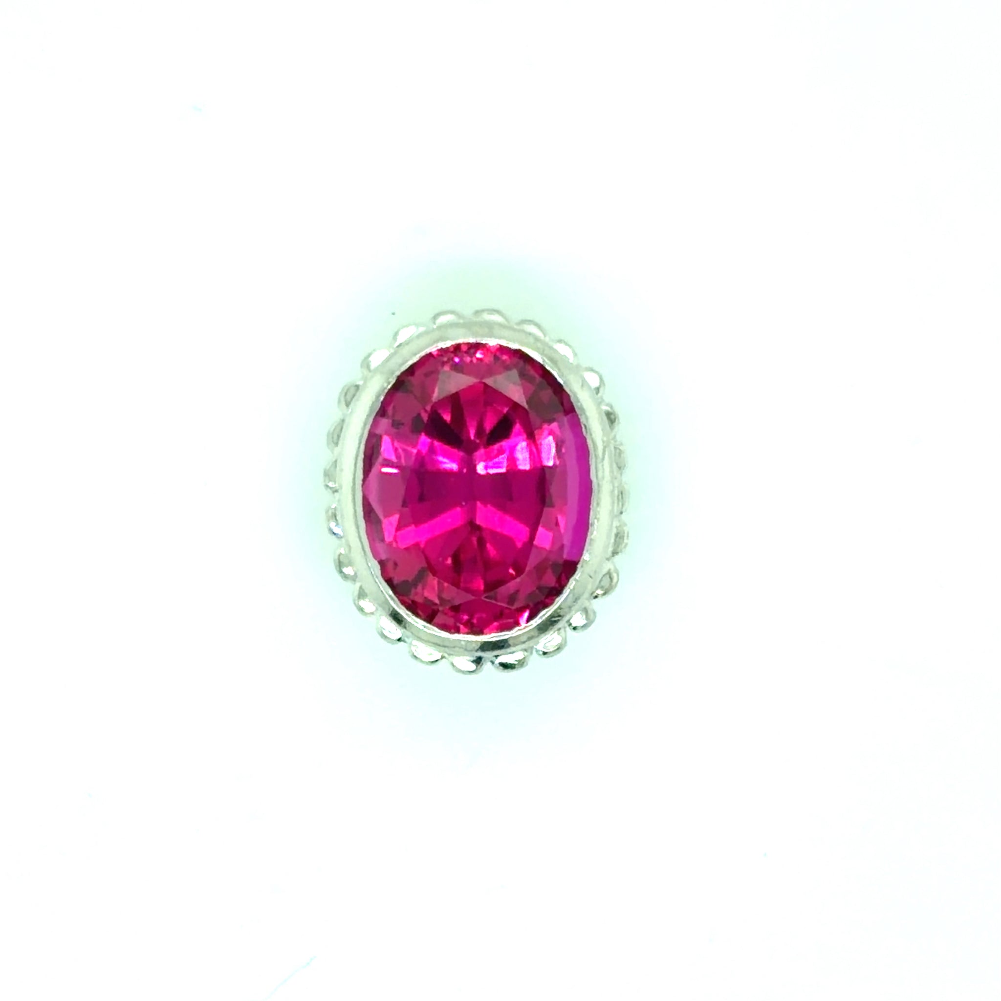 Estate Sterling Silver LAB Created Pink Sapphire Bezel