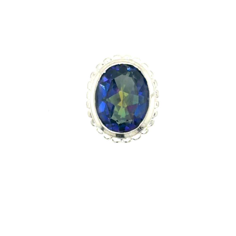 Estate Sterling Silver Blue Firetop Bezel