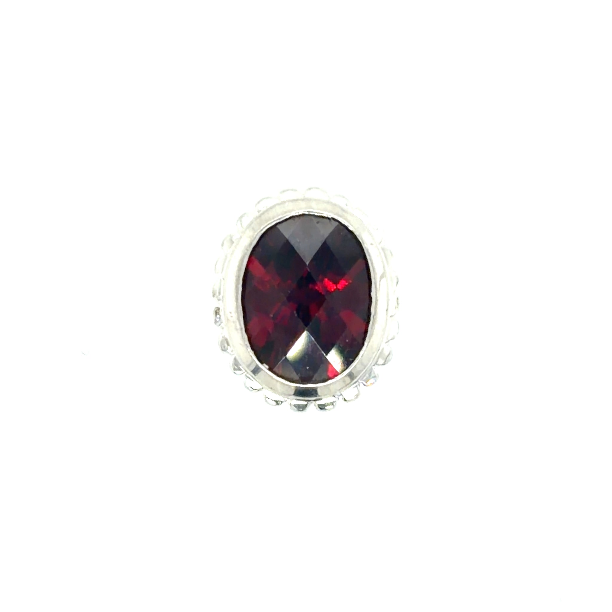 Estate Sterling Silver Garnet Bezel