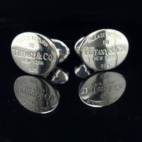 Estate  Pair Sterling Silver Return to Tiffany & Co. Oval Cufflinks