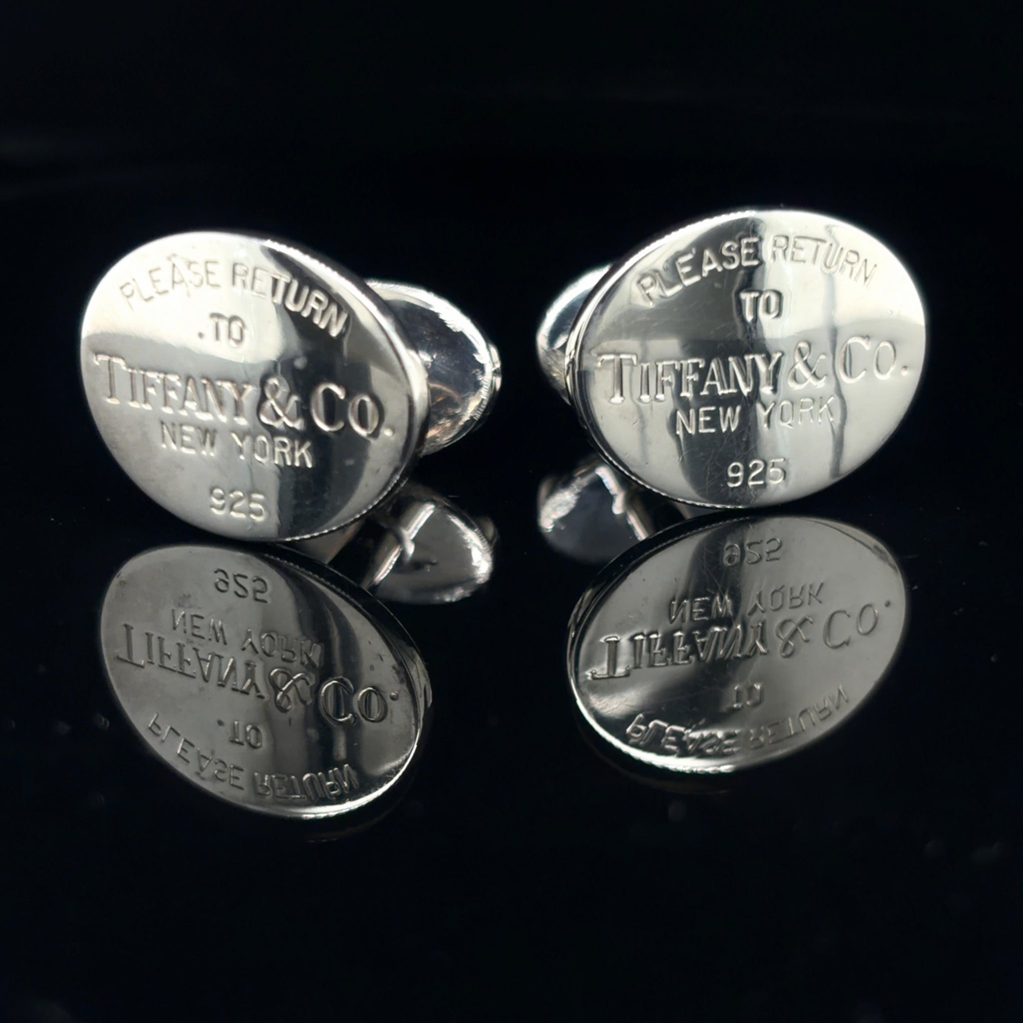 Estate  Pair Sterling Silver Return to Tiffany & Co. Oval Cufflinks
