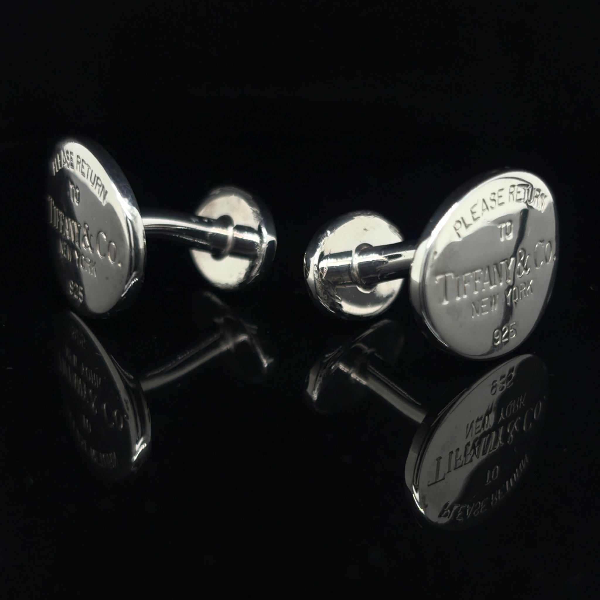 Estate  Pair Sterling Silver Return to Tiffany & Co. Oval Cufflinks