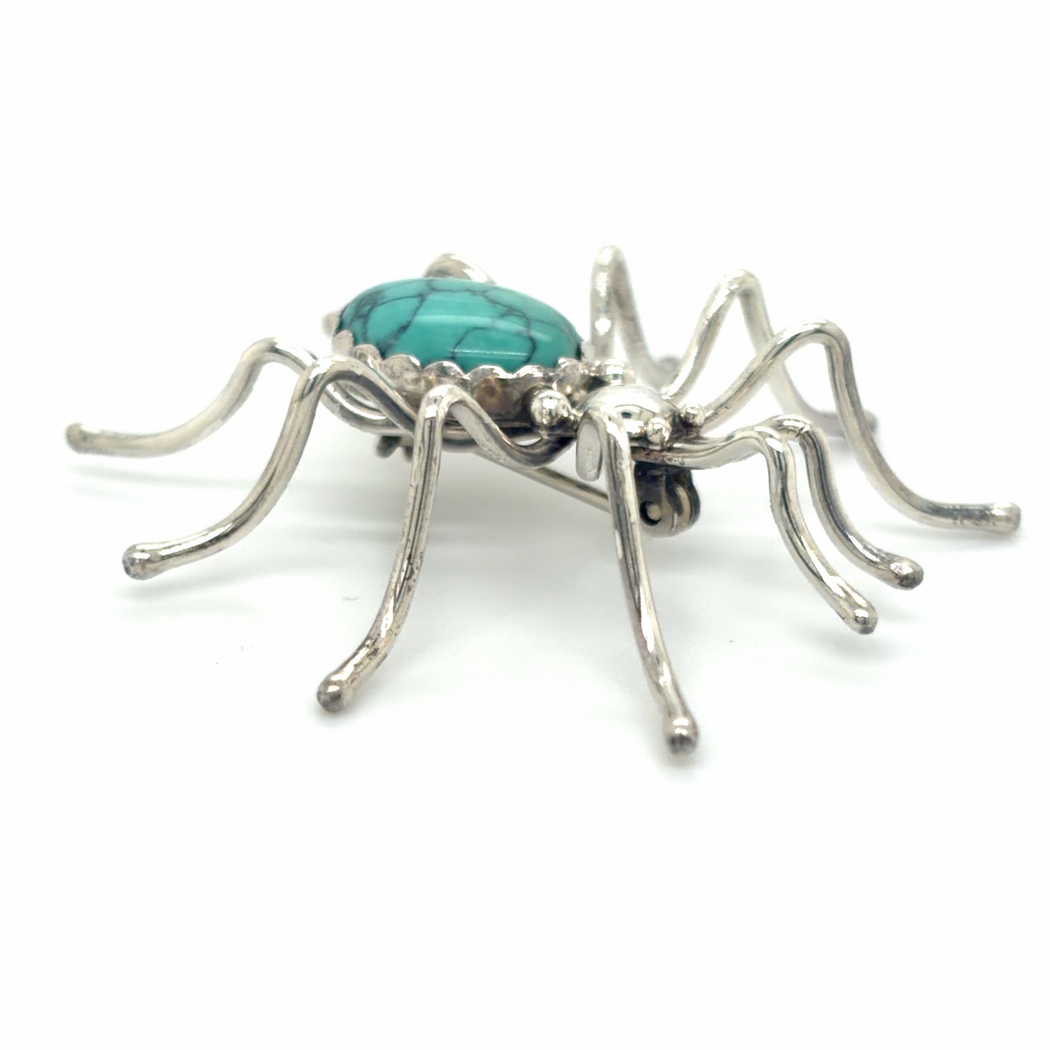Estate Turquoise Spider Brooch