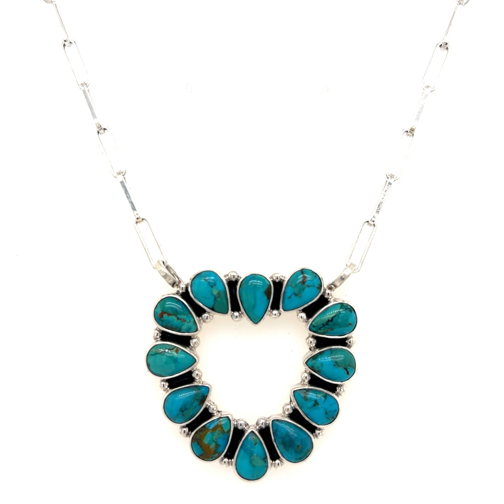 Estate Turquoise Heart Shaped Pendant Necklace