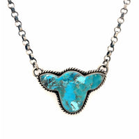 Estate Turquoise Cow Head Pendant by Patricia Yazzie, Navajo