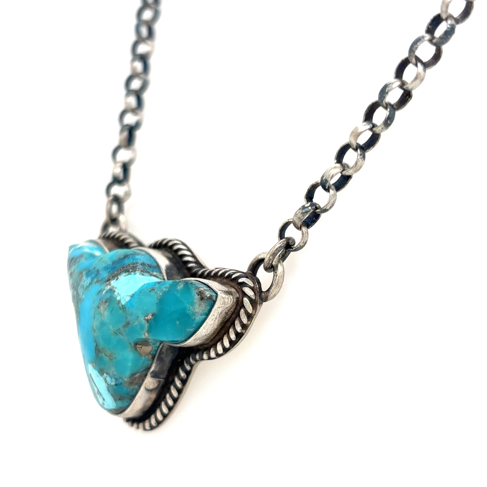 Estate Turquoise Cow Head Pendant by Patricia Yazzie, Navajo