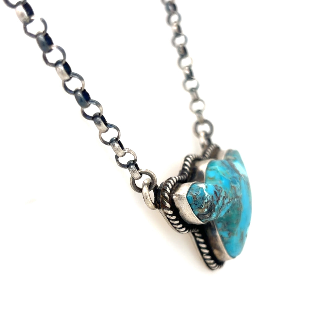 Estate Turquoise Cow Head Pendant by Patricia Yazzie, Navajo