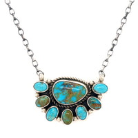 Estate Kingman Turquoise Cluster Pendant by Geraldine James, Navajo