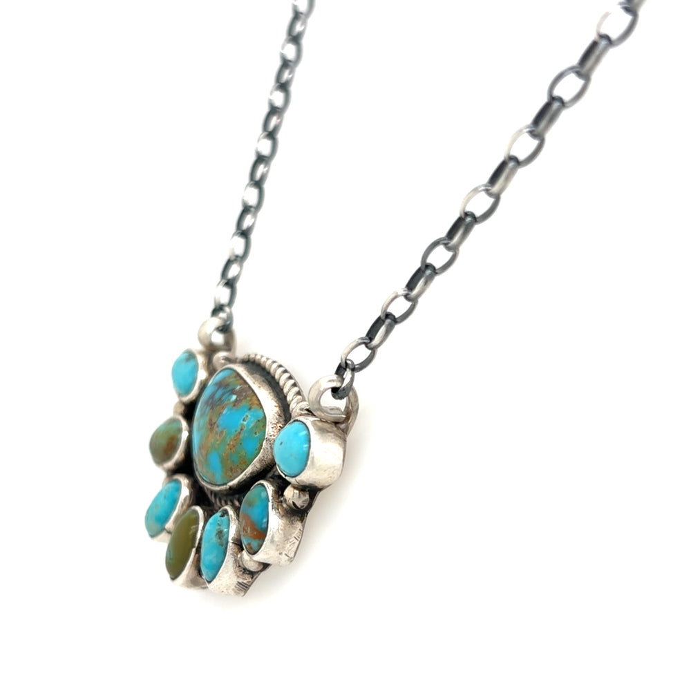 Estate Kingman Turquoise Cluster Pendant by Geraldine James, Navajo
