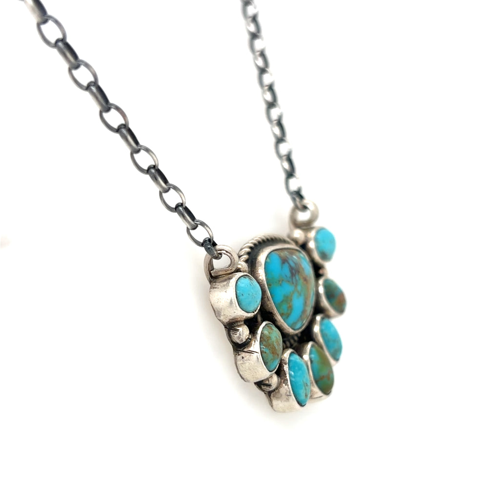 Estate Kingman Turquoise Cluster Pendant by Geraldine James, Navajo