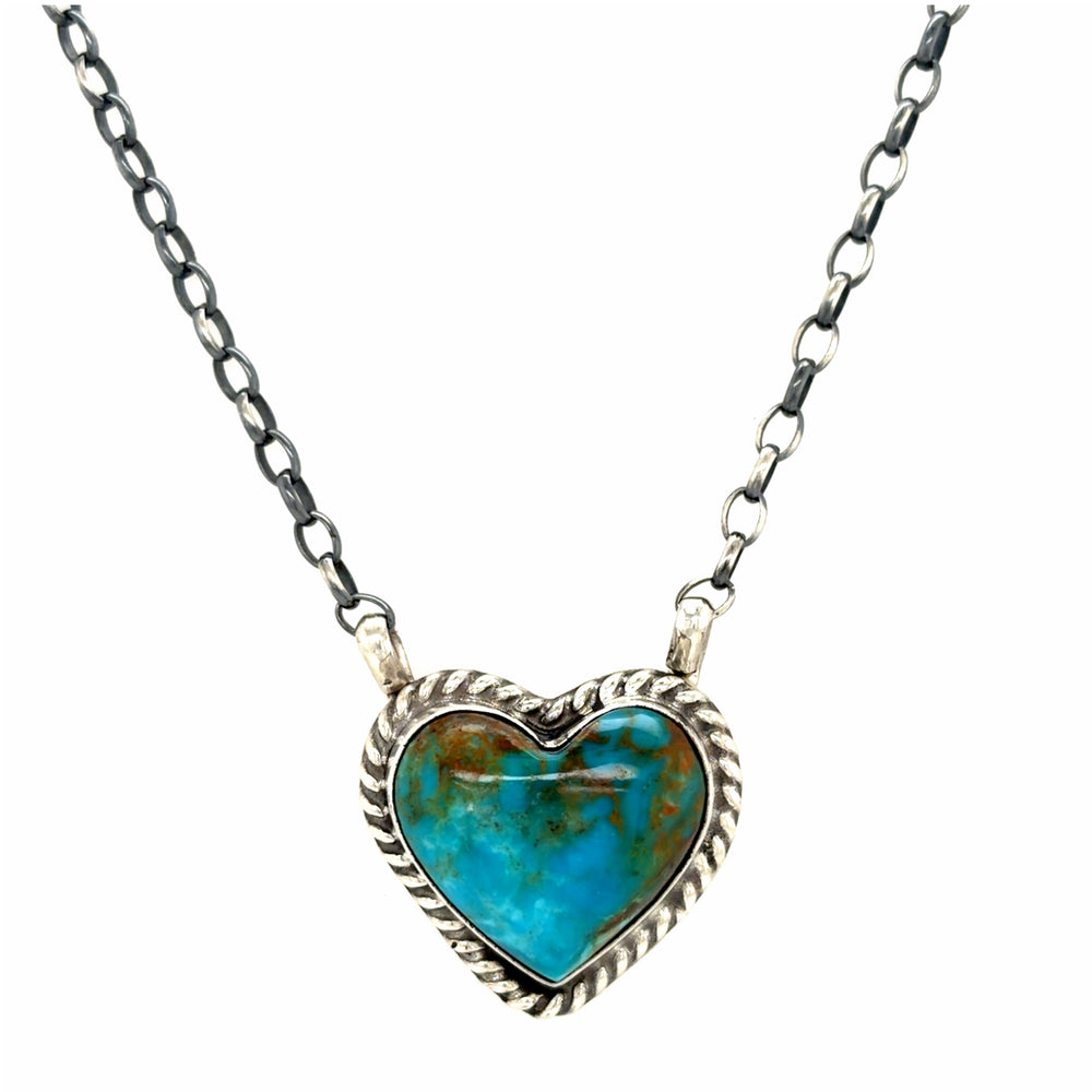 Estate Turquoise Heart Pendant by Johnny Dixon