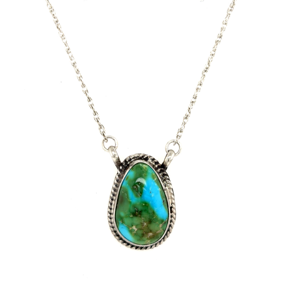 Estate Sonoran Gold Turquoise Teardrop Pendant Necklace
