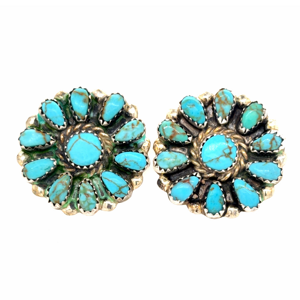 Estate Turquoise Cluster Post Earrings