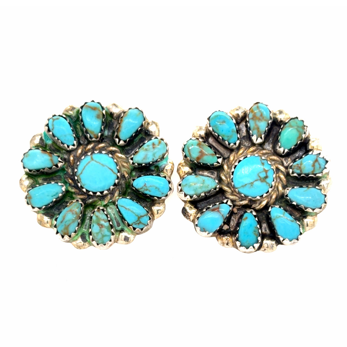 Estate Turquoise Cluster Post Earrings