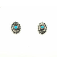 Estate Turquoise Concho Post Earrings