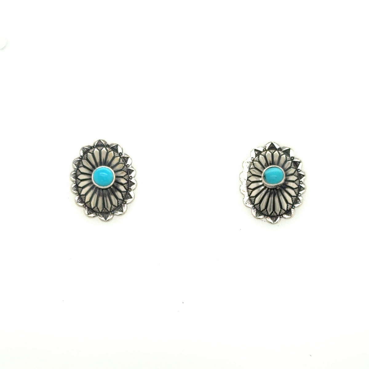 Estate Turquoise Concho Post Earrings