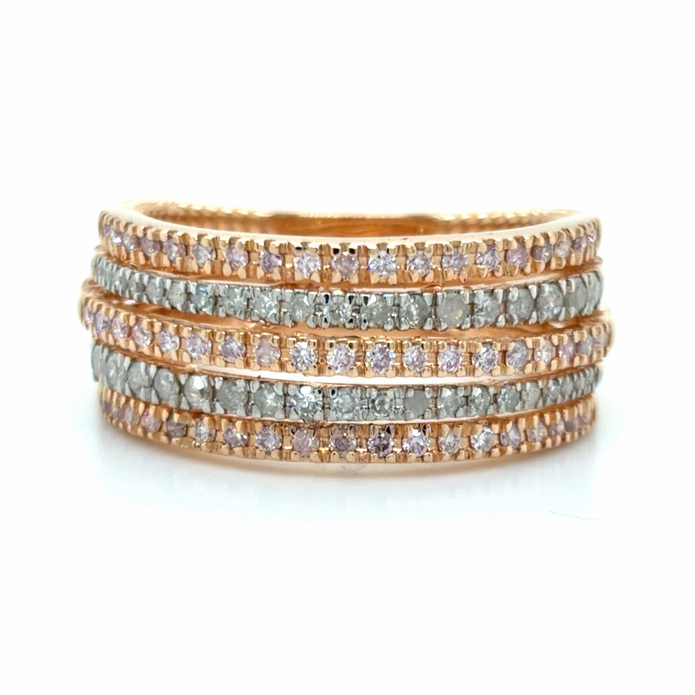 Estate Pink & White Diamond 5-Row Band