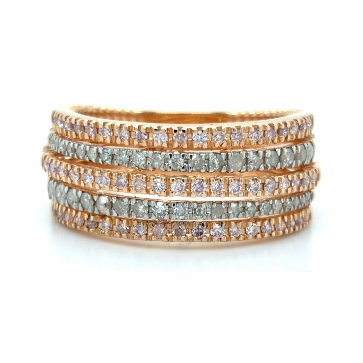 Estate Pink & White Diamond 5-Row Band