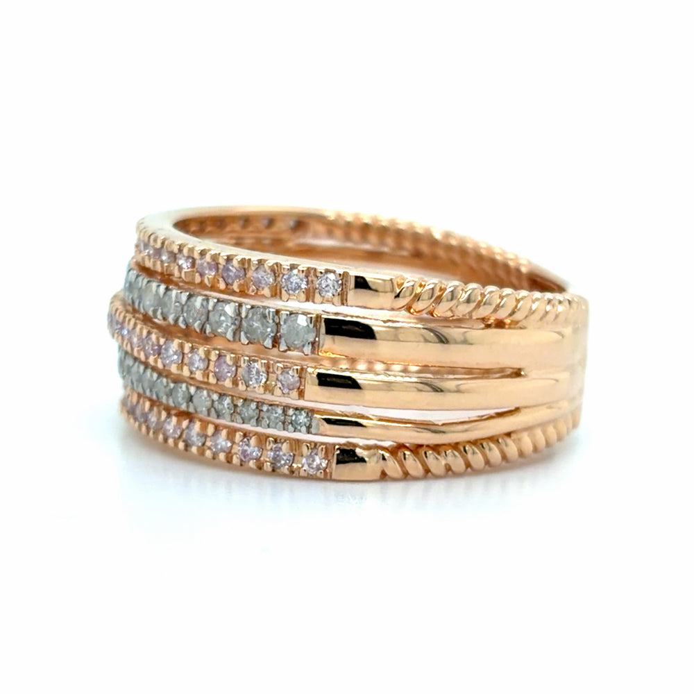 Estate Pink & White Diamond 5-Row Band
