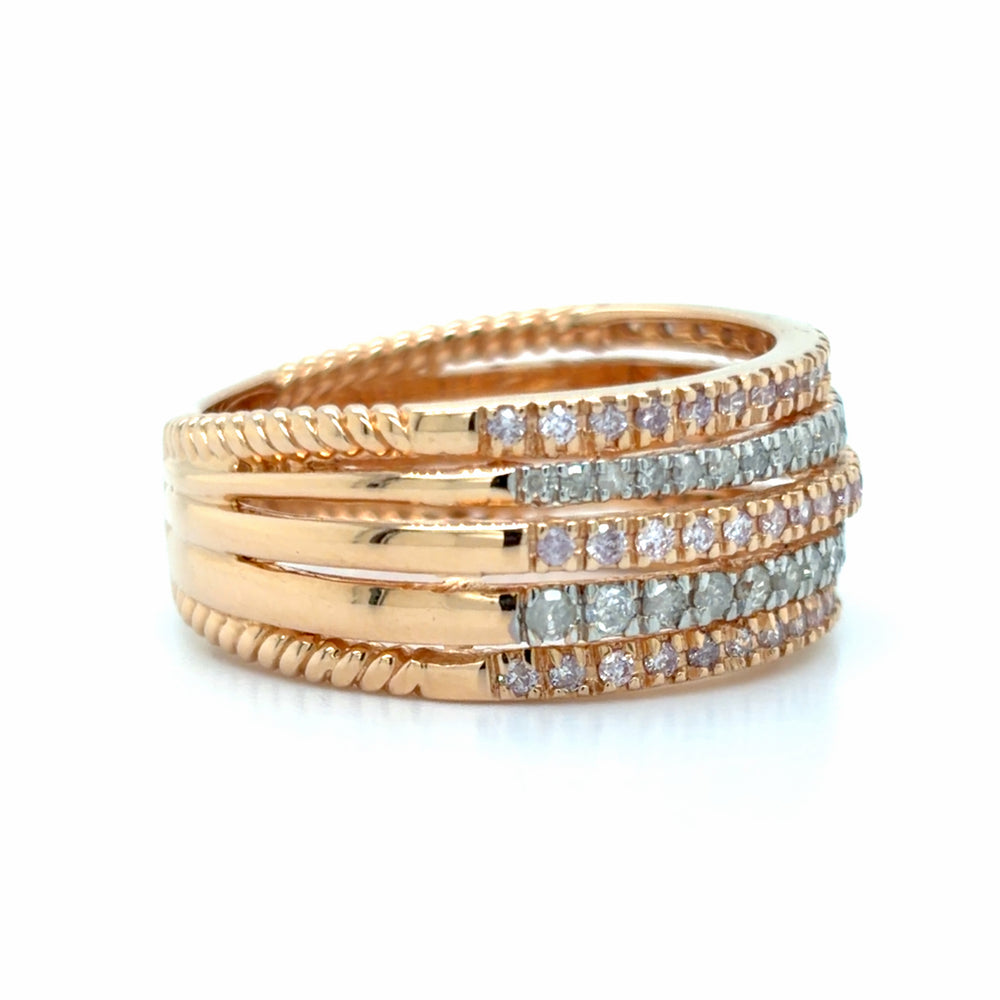 Estate Pink & White Diamond 5-Row Band