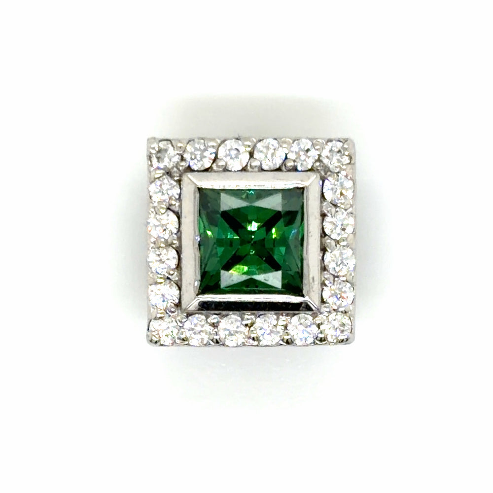 Estate Caerleon Green & White CZ Bezel