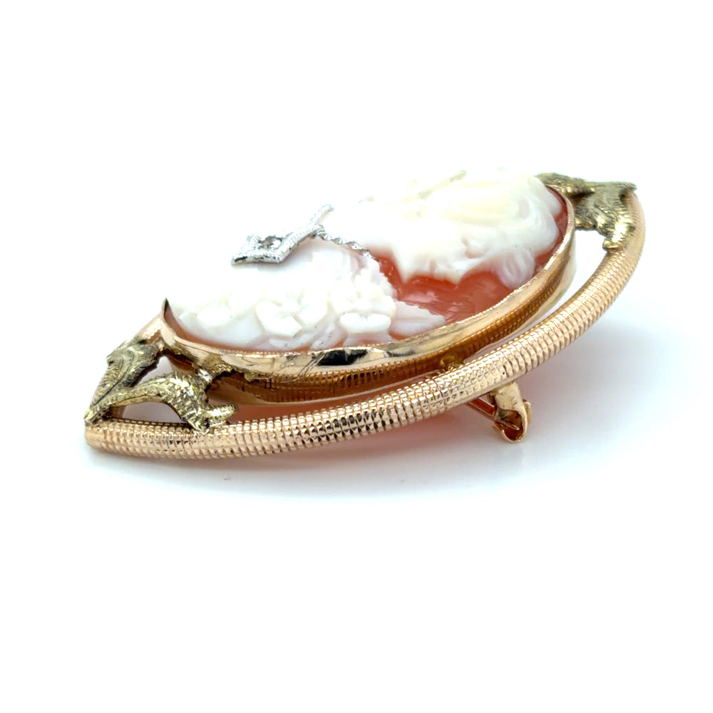 Estate Yellow & Green Gold Cameo Brooch