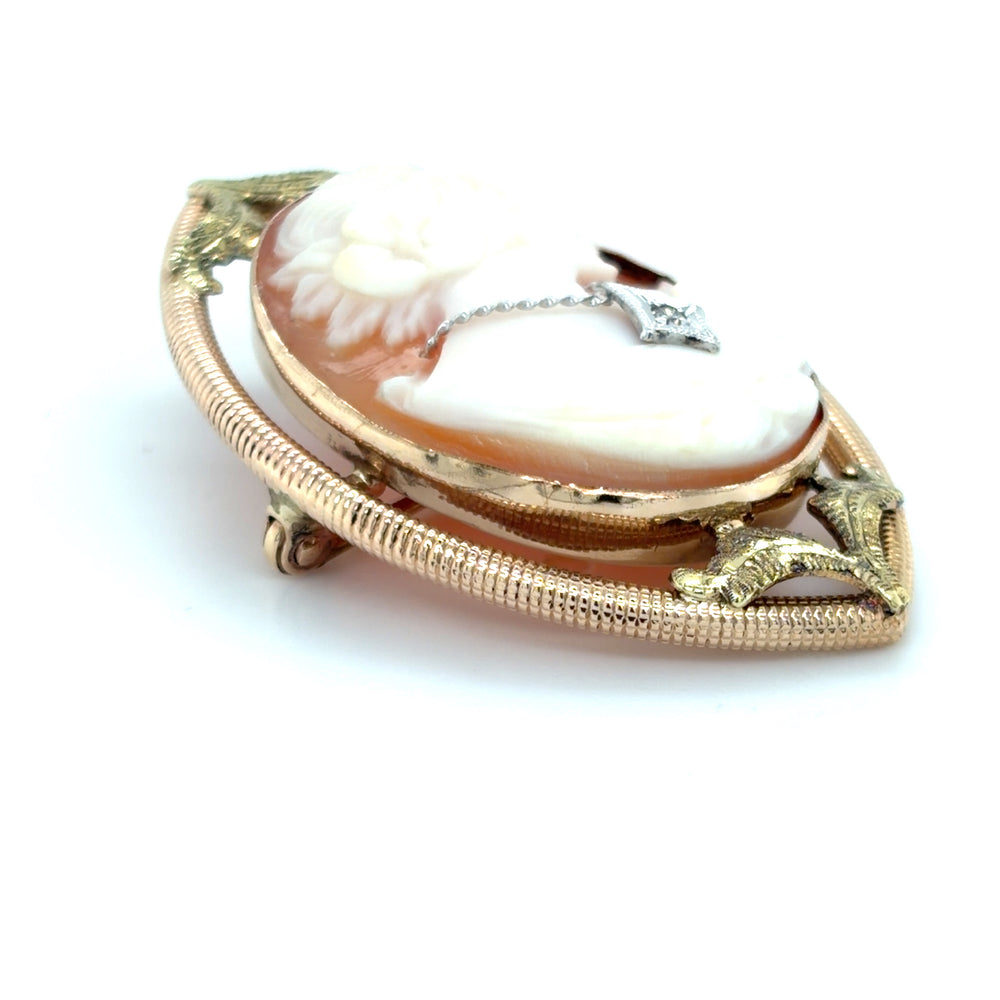 Estate Yellow & Green Gold Cameo Brooch