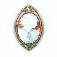 Estate Yellow & Green Gold Cameo Brooch