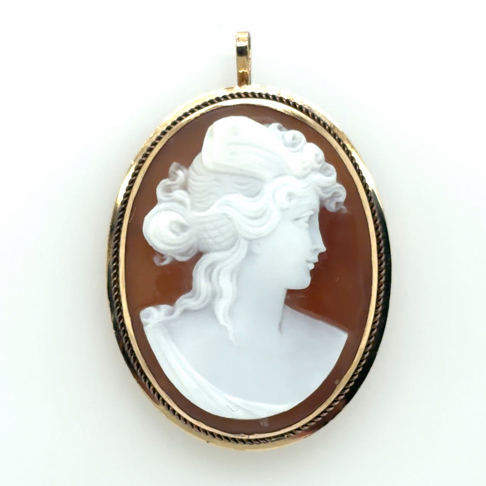 Estate Carved Shell Cameo Brooch/Pendant