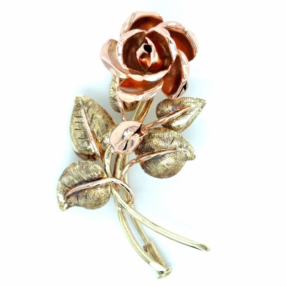 Estate Two-Tone 3-D Rose Pin/Brooch