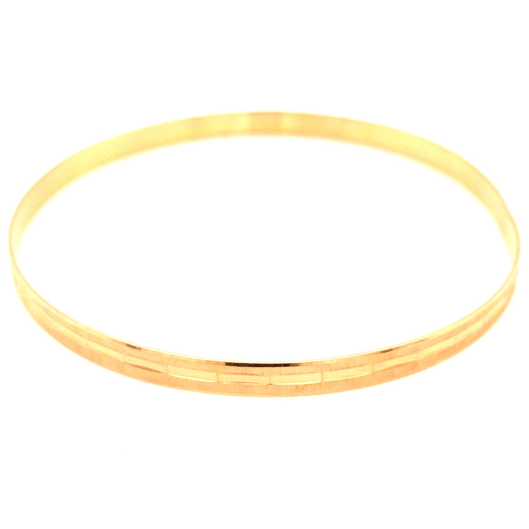 Estate 18K Horizontal Diamond Cut Bangle