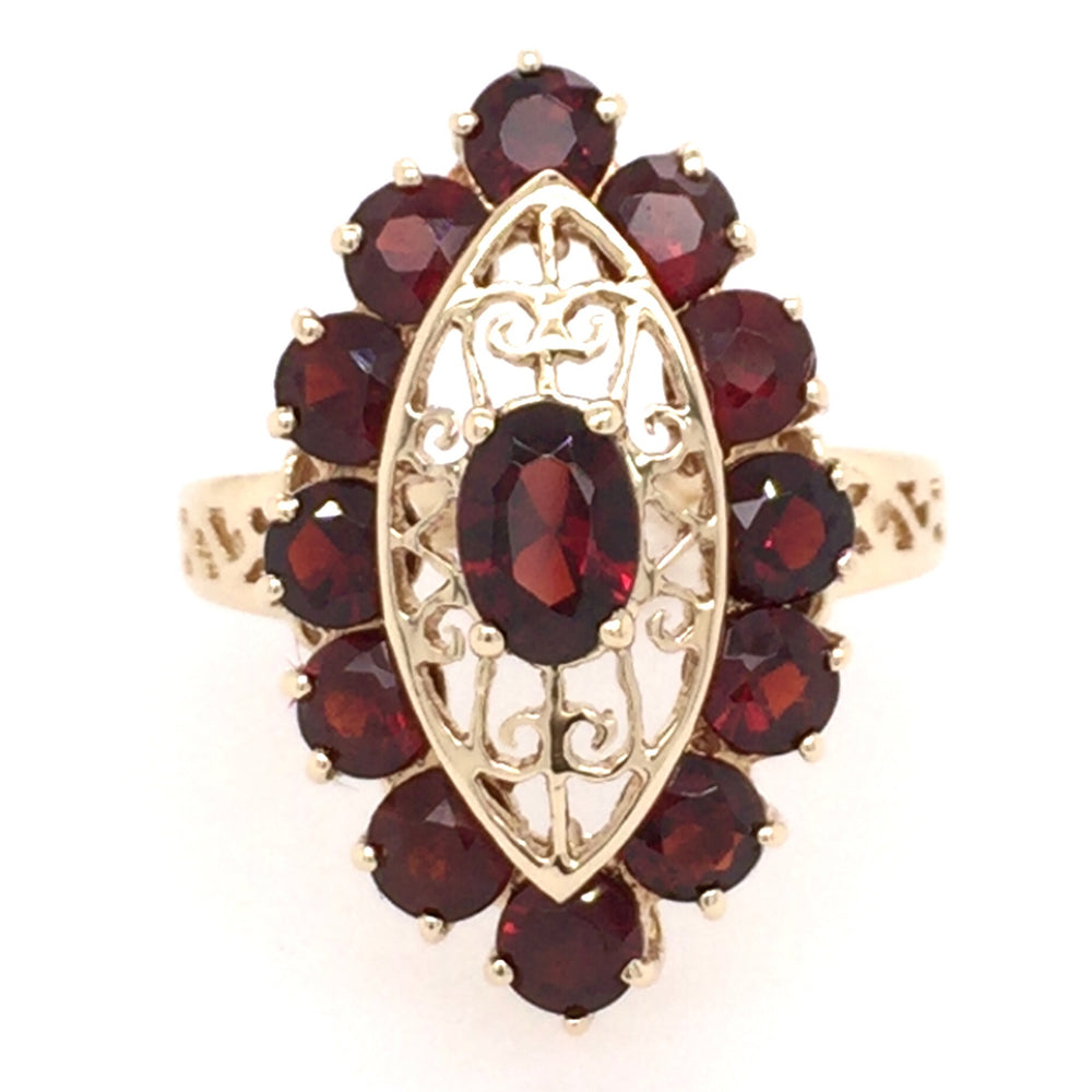 Estate Garnet Navette Ring