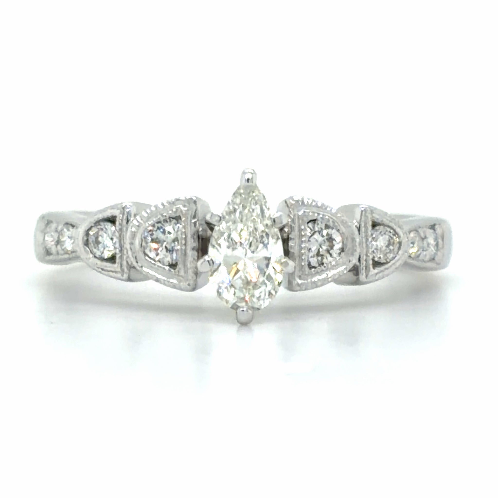 Estate Pear Diamond Engagement Ring