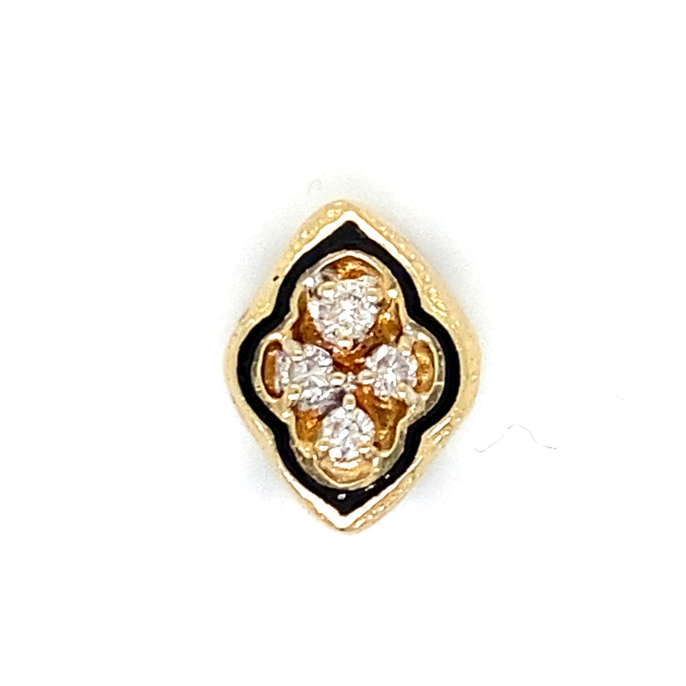 Estate Diamond & Black Enamel Slide
