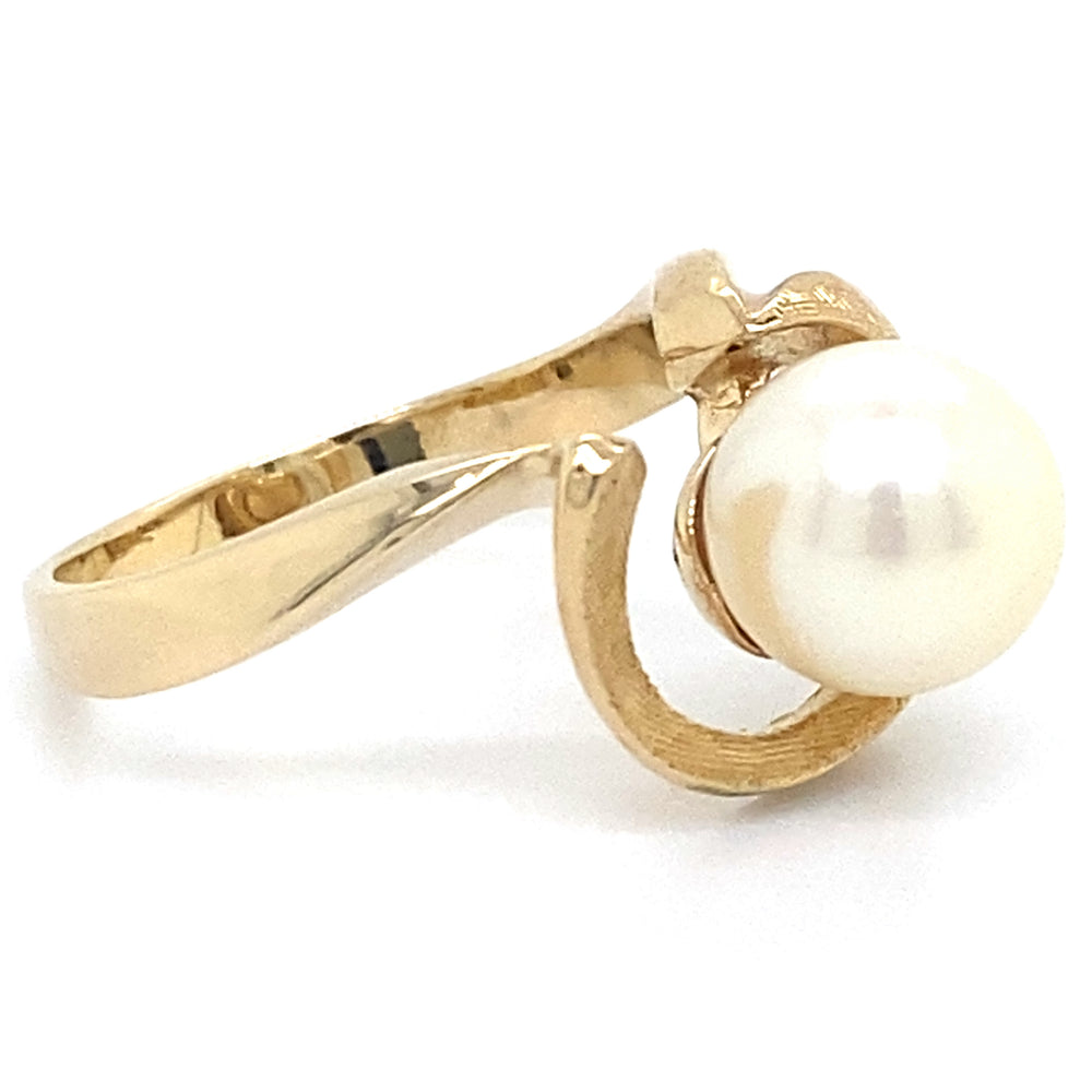 Estate Florentine Etched Pearl Ring
