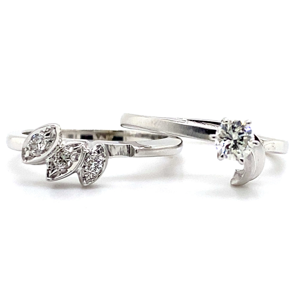 Estate Wedding Set with Leaf Detail