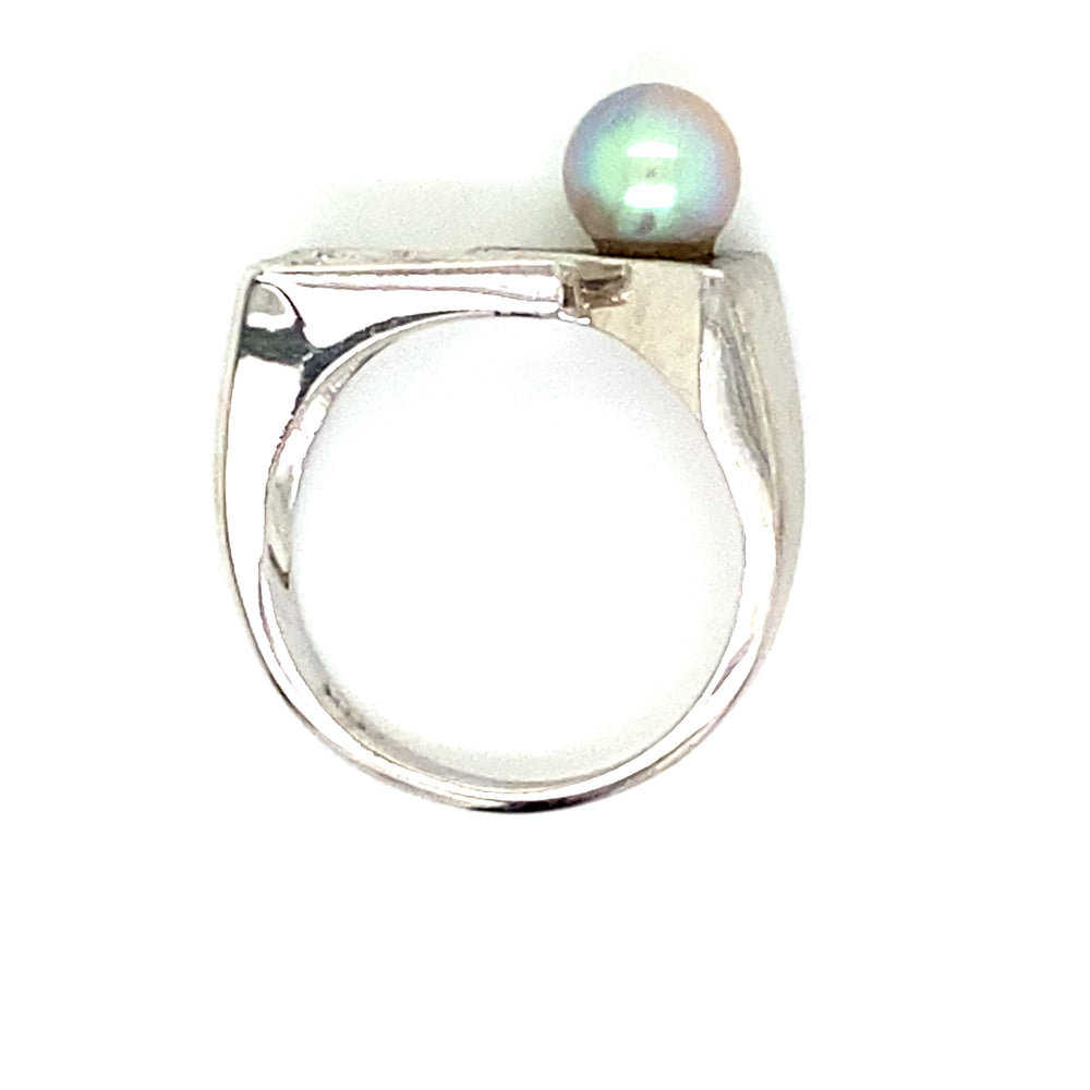 Estate Peacock Colored Pearl Ring