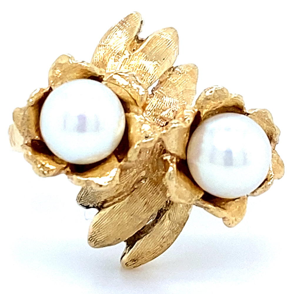 Estate Cultured Pearl Toi et Moi Ring