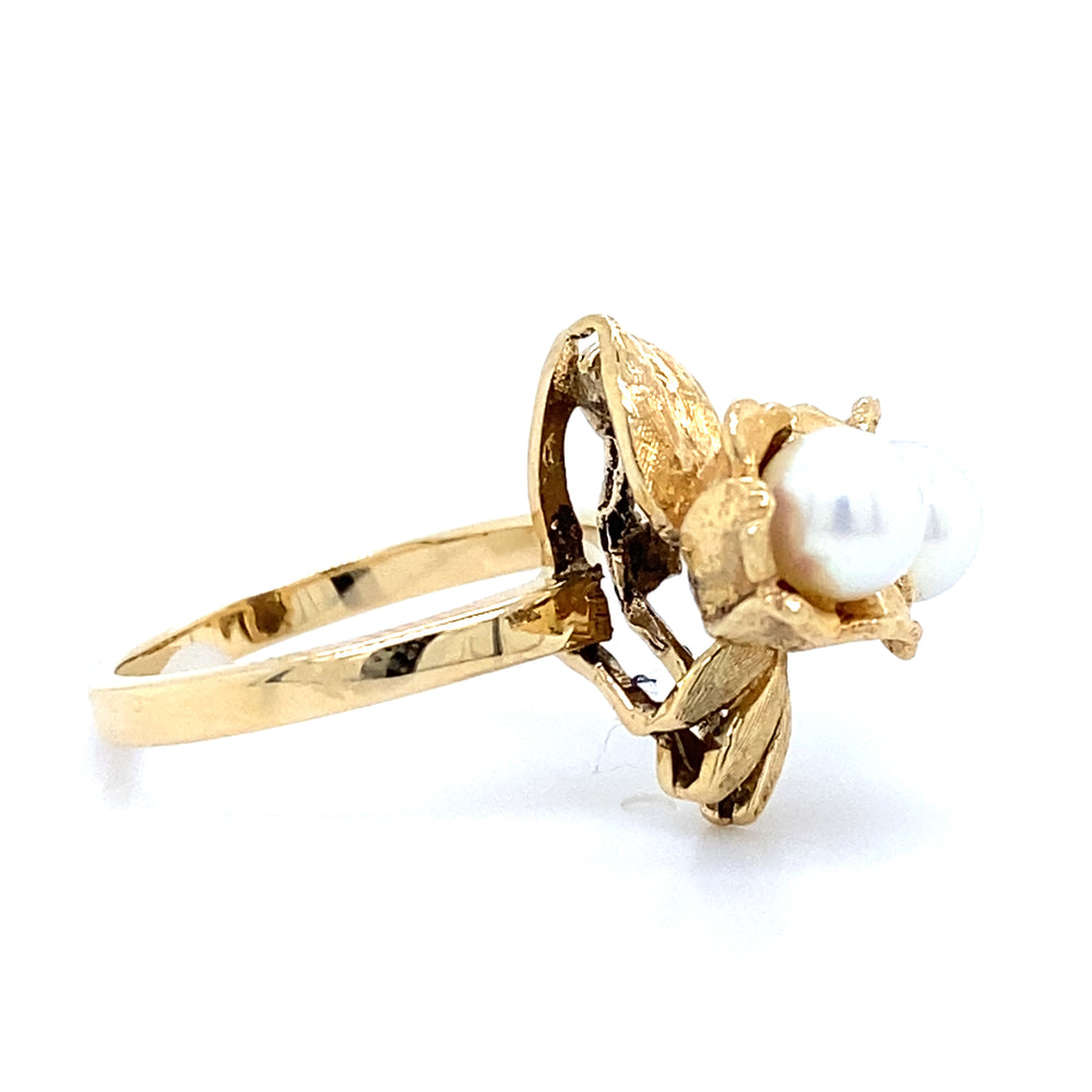 Estate Cultured Pearl Toi et Moi Ring