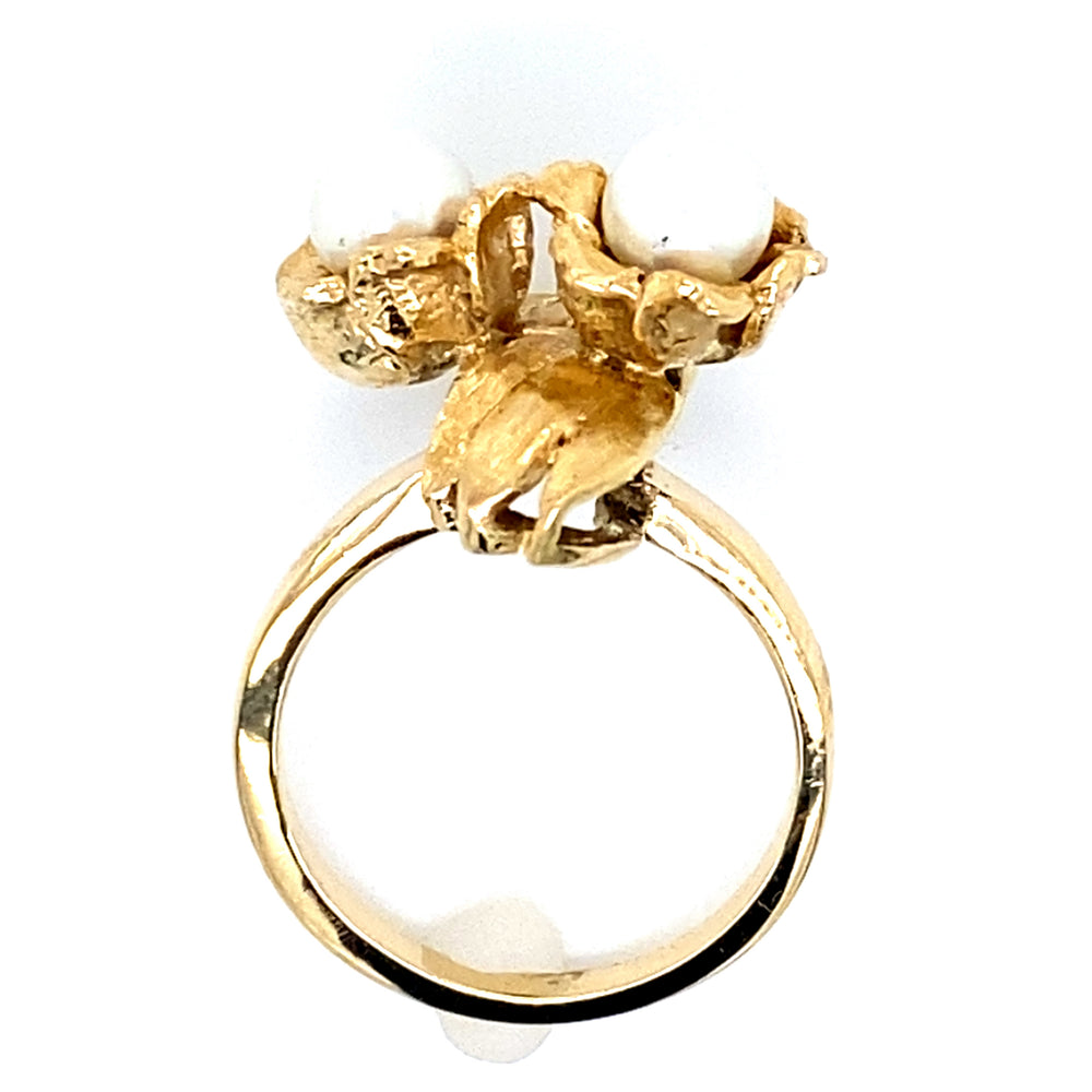 Estate Cultured Pearl Toi et Moi Ring