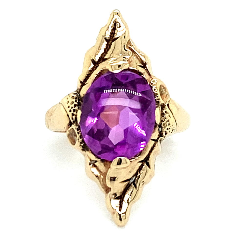 Estate Synthetic Purple Stone Navette Ring