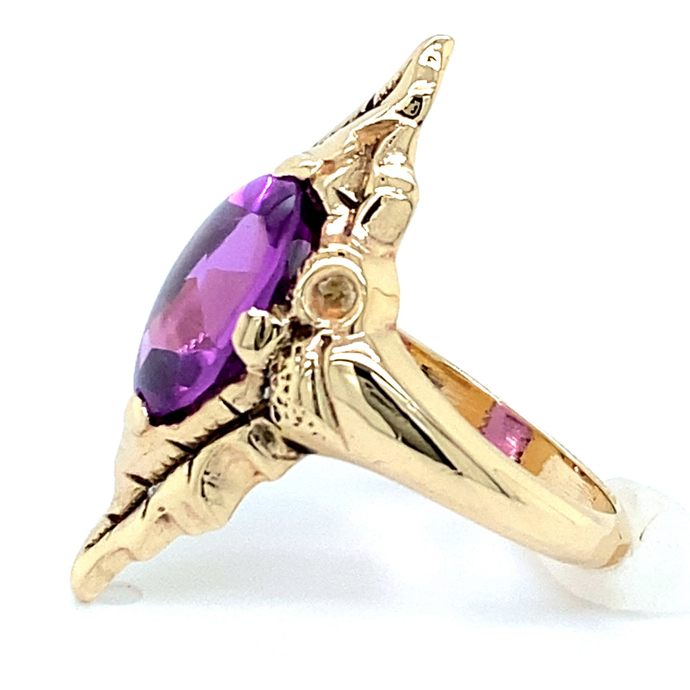 Estate Synthetic Purple Stone Navette Ring