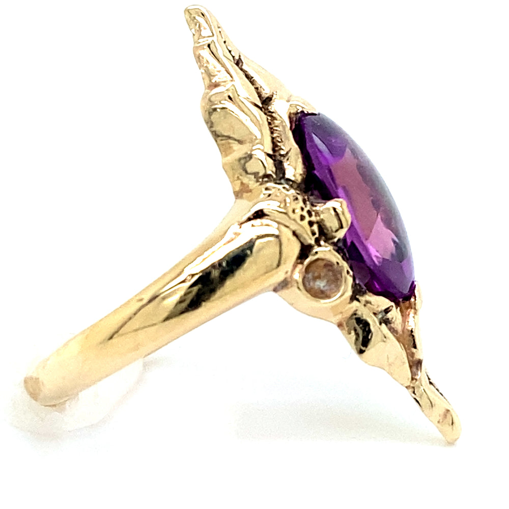 Estate Synthetic Purple Stone Navette Ring