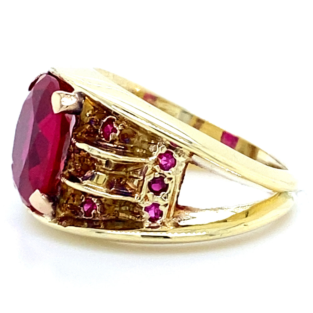 Estate Synthetic Ruby Split Shank Ring