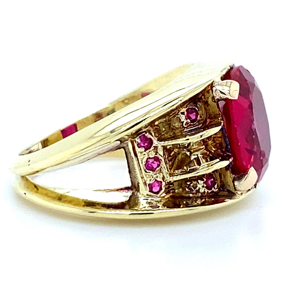 Estate Synthetic Ruby Split Shank Ring